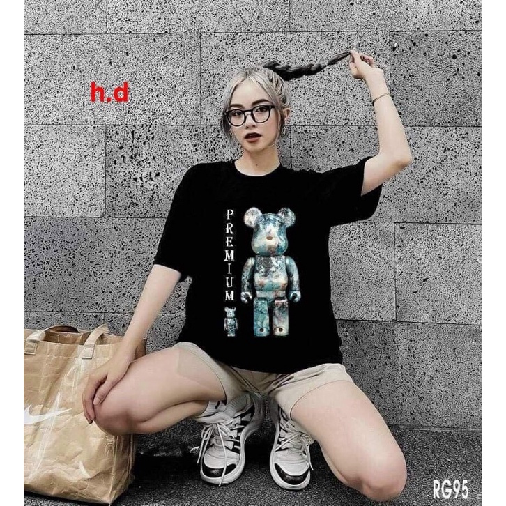 Áo phông Gấu Premium nam nữform thụng tay lỡ unisexmềm mịn freesizechất cotton mặc nhóm đôi lớp Áo trend hè thu