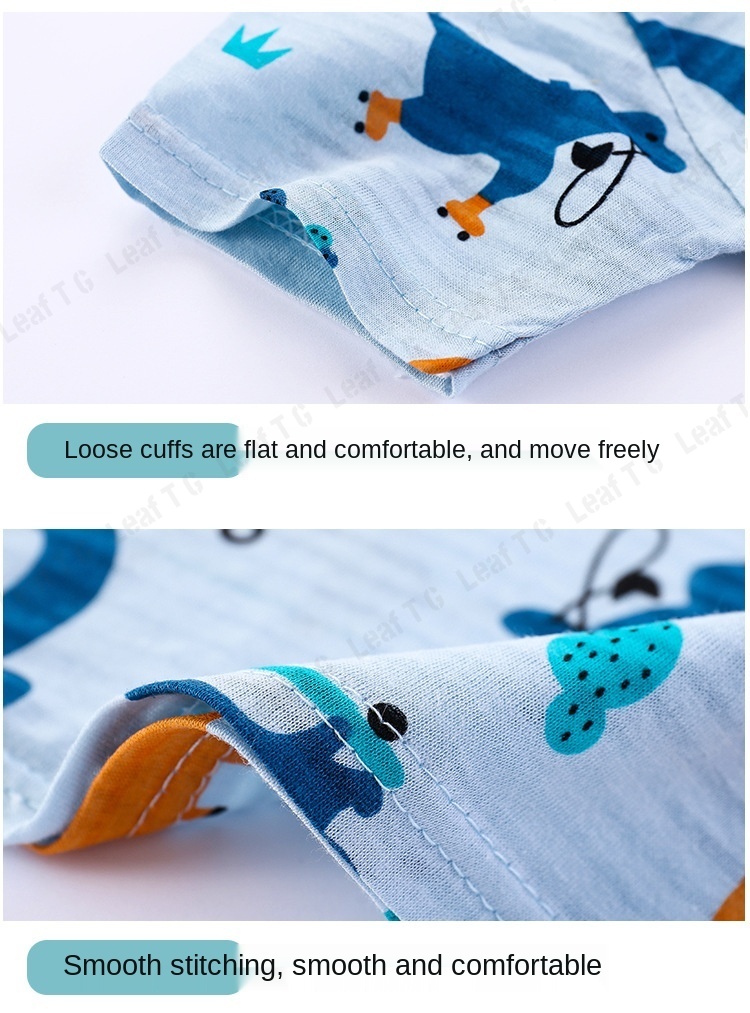 Bộ đồ ngủ cotton tay ngắn thoáng khí cho trẻ em