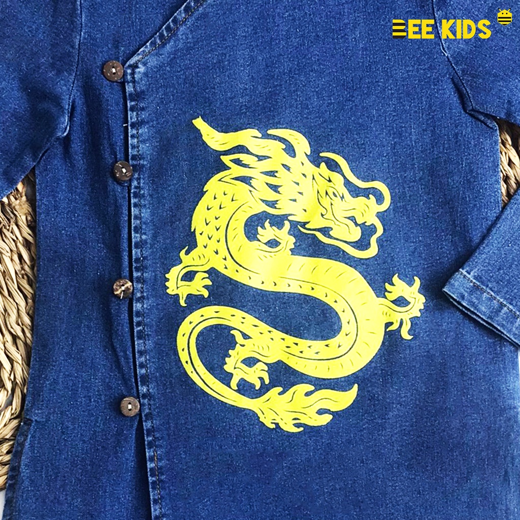 Áo Dài Jean Cho Bé Trai BeeKids thiết kế họa tiết rồng in nhiệt 8AJ01535DX