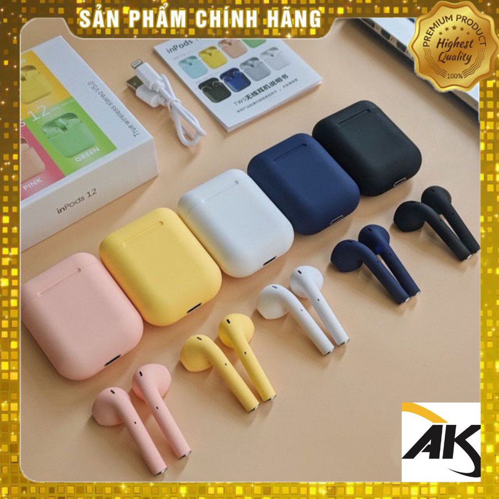 TAI NGHE INPODS i12 TWS 5.0 FULL MÀU HÀN QUỐC - TAI NGHE CẢM ỨNG BLUETOOTH KHÔNG DÂY SANG CHẢNH BẢO HÀNH