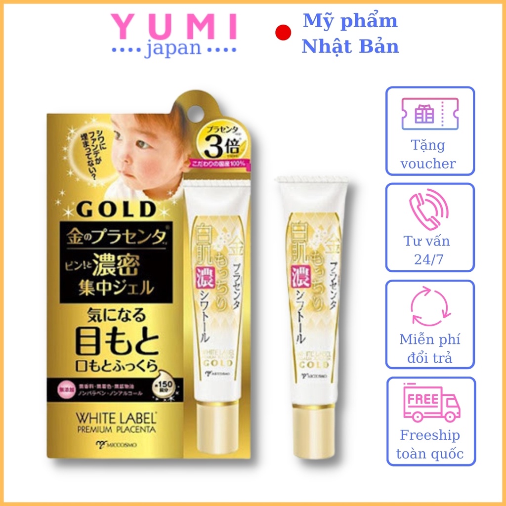 Kem Dưỡng Da Mắt Nhật Bản MICCOSMO White Label Gold 30g, Nhau Thai Cao Gấp 3 Lần, Xóa Tan Quầng Thâm Mắt, Trẻ Hóa Da