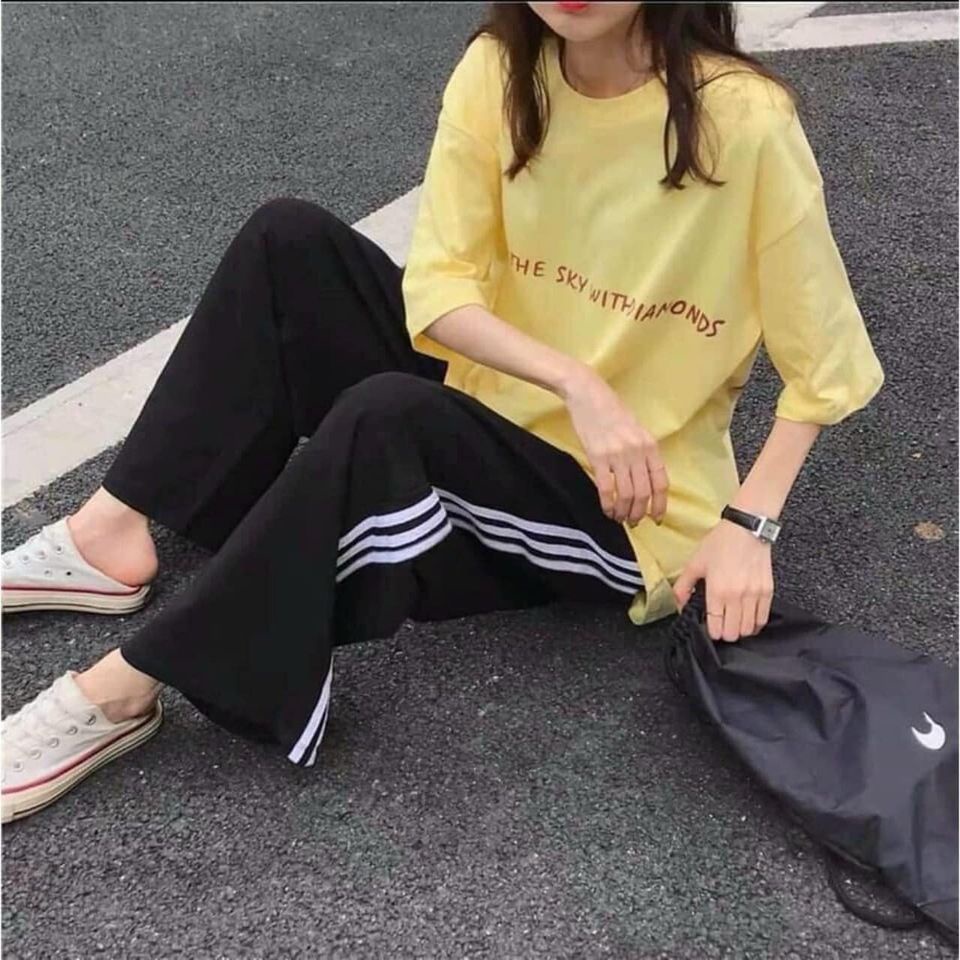 Quần thể thao nữ unisex chất dày dặn ống suông mặc ở nhà đi chơi thể dục M300