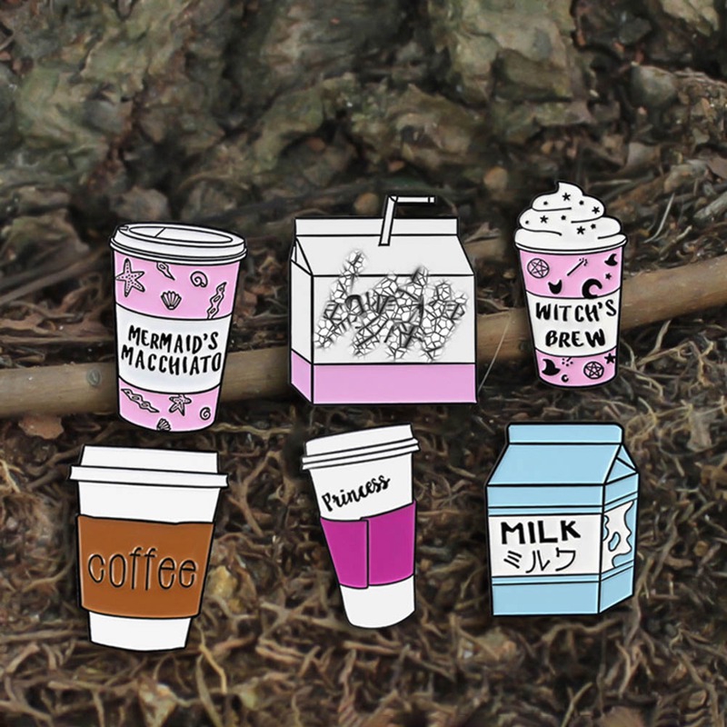 Coffee Milk Enamel Pin Witch's Brew Princess Badge Brooches Jewelry UK