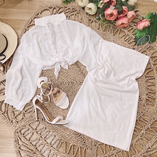 Set áo sơmi + đầm body 2 dây