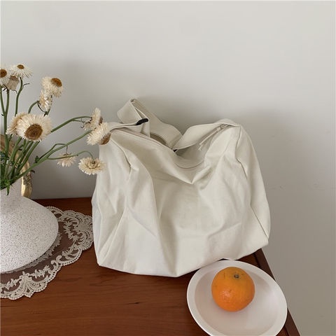 Túi Xách Canvas Cỡ Lớn Màu Sắc Đơn Giản Phong Cách Retro 4 Kiểu Cho Nữ