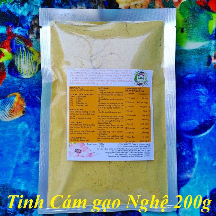 [Sỉ-Rẻ] Tinh Cám gạo Nghệ 200g nguyên chất thiên nhiên 100% có giấy ĐKKD và VSATTP Ling [Lẻ-Sỉ]
