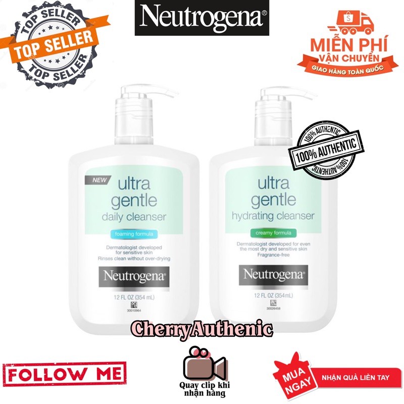 [Hàng Mỹ] Sữa tửa mặt làm sạch cho da nhạy cảm Neutrogena Ultra Gentle Daily Foaming Formula (354ml)