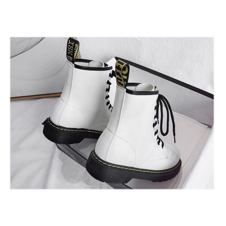 Giày bốt Martins SN01 phong cách ulzzang cao cổ 14cm đế dày cao buộc dây đen/trắng cá tính năng động trẻ trung
