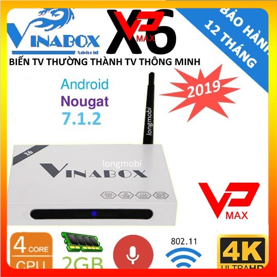 Androi Box VINABOX X6 - CHIP 4 lõi, RAM 2GB Rom 8Gb tặng bàn phím Life chuẩn châu âu - VPMAX