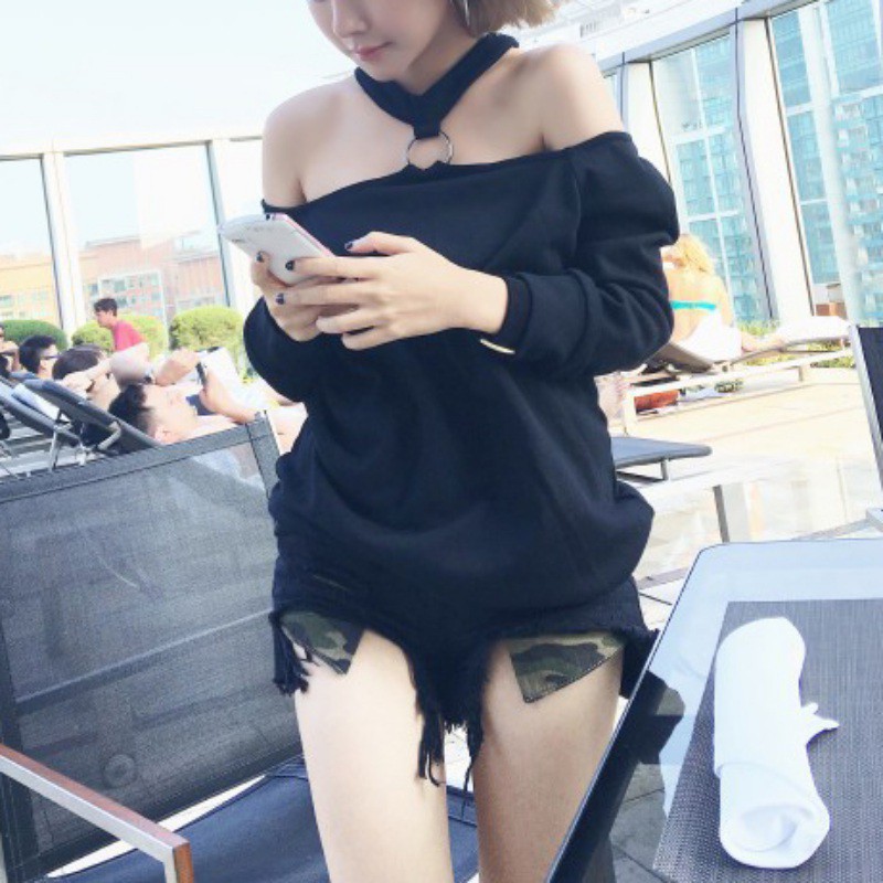 Áo Len Nữ Hở Vai Tay Dài Thời Trang