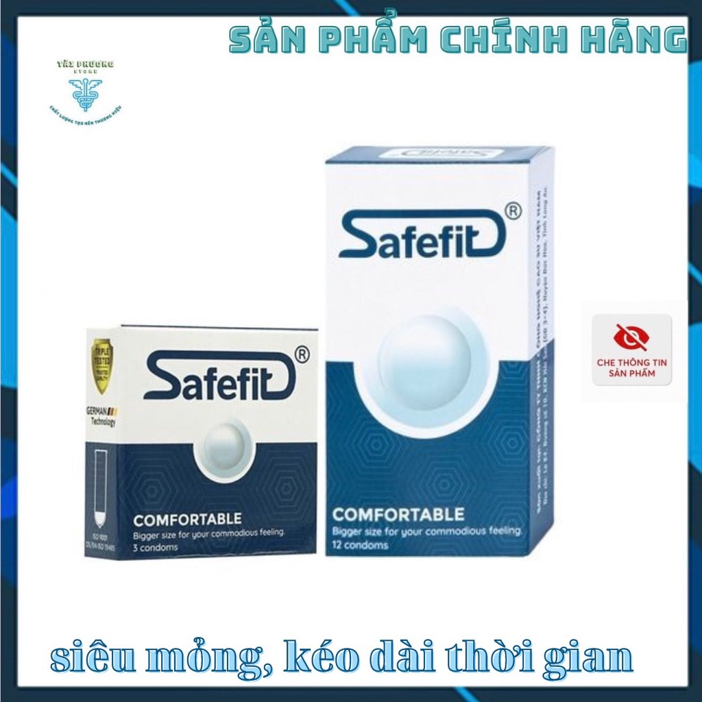 Bao cao su SafeFit Comfortable S52, siêu mỏng, chống xuất tinh sớm, kéo dài thời gian quan hệ