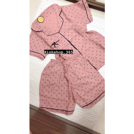 Bộ ngủ pijama mặc nhà cộc tay chất đũi xốp thoáng mát thấm hút mồ hôi siêu tốt