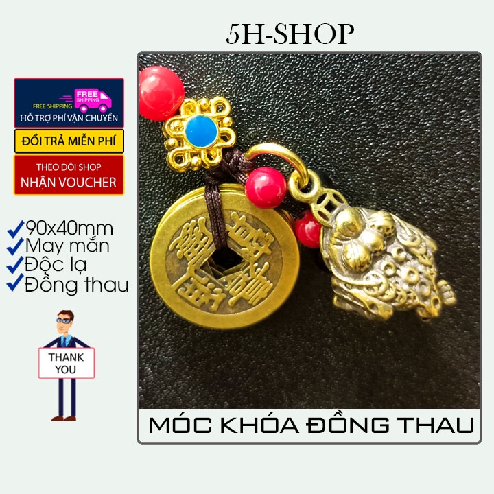 Móc khóa đồng thau hình xu ngũ đế cóc ngậm đề cực đẹp may mắn độc đáo lạ phong cách bền bỉ đẹp.4H
