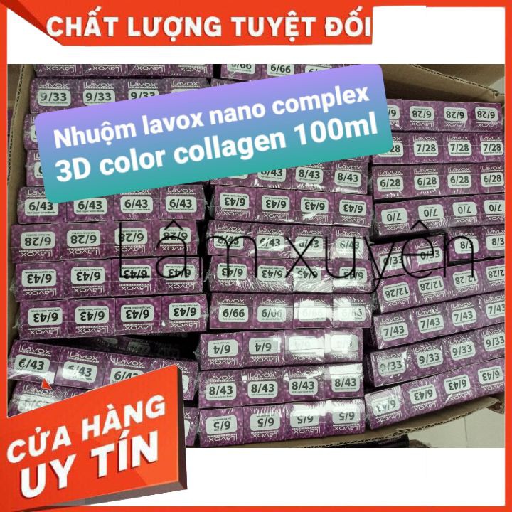 Thuốc nhuộm tóc lavox 3d collagen tím 100ml và bảng màu ,Lên màu chuẩn xinh ,giữ màu bền [chínhhãngchuẩncôngti] , giá rẻ