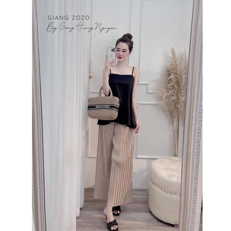 Set áo dây + quần dập ly chanh xả 🥰Bộ quần ống rộng áo dây đi chơi cực xinh cho các nàng diện hè | BigBuy360 - bigbuy360.vn