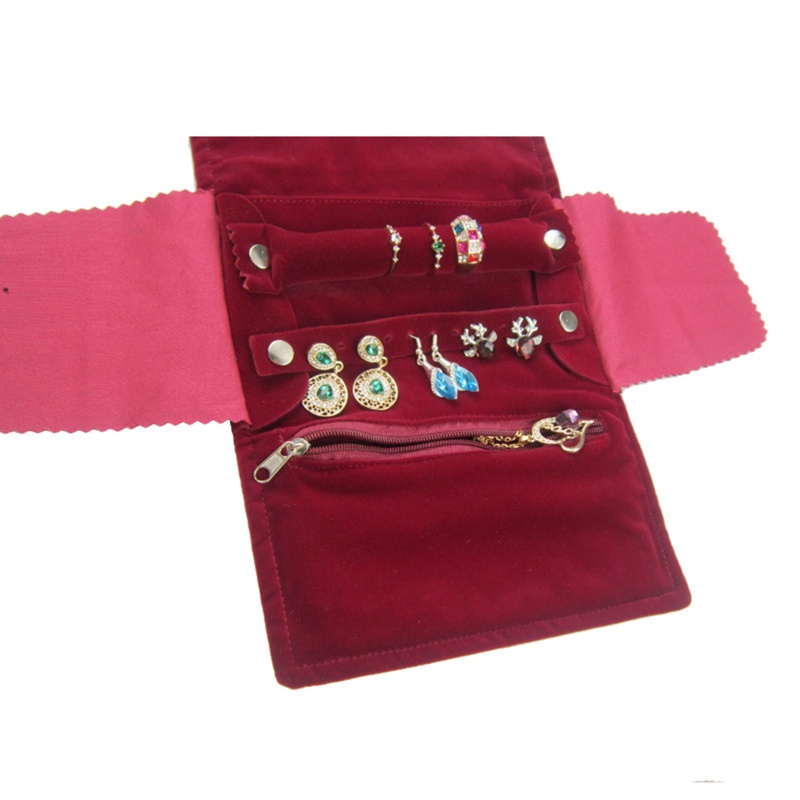 Flgo Túi Nhung Cuộn Đựng Trang Sức Bông Tai Dây Chuyền Du Lịch Sắp Xếp Gọn Gàng