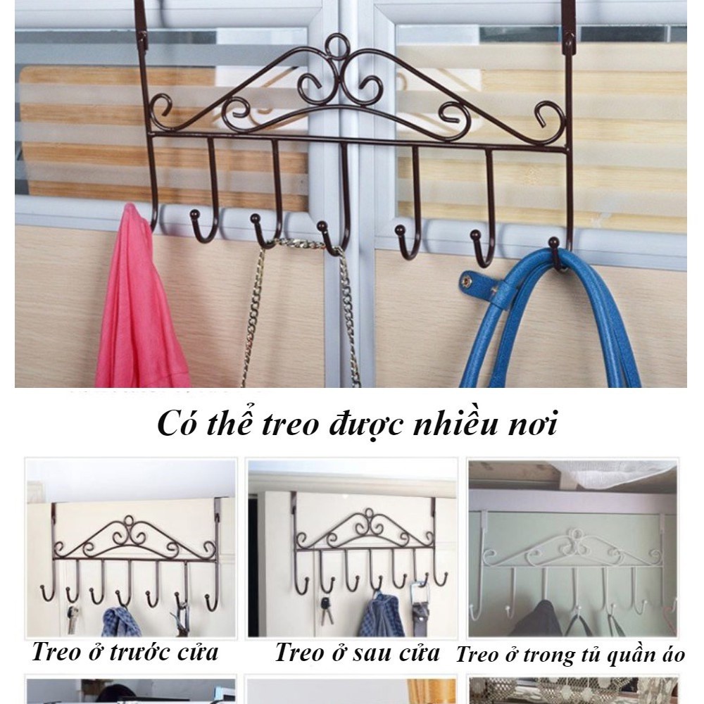 MÓC TREO ĐỒ SAU CỬA 7 MÓC THÔNG MINH CHỊU LỰC LÊN ĐẾN 30 KG - MÓC TREO ĐA NĂNG KO CẦN KHOAN TƯỜNG