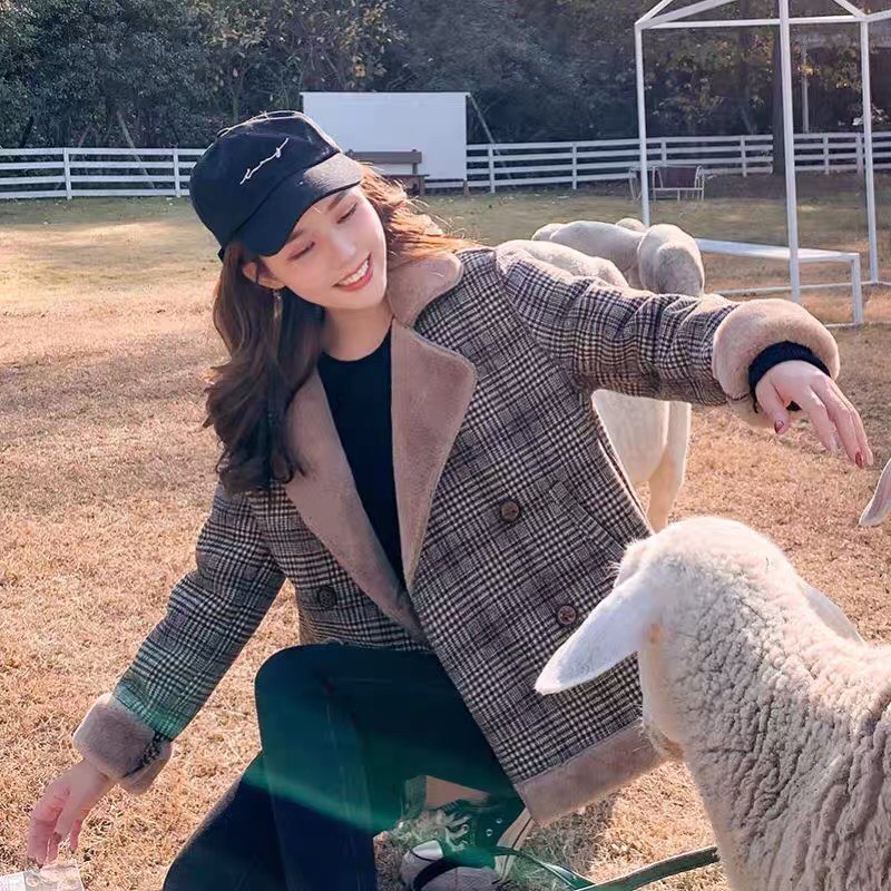 Áo Khoác Da Lộn Kẻ Lót Lông Freesize Siêu Dày Chamia | BigBuy360 - bigbuy360.vn