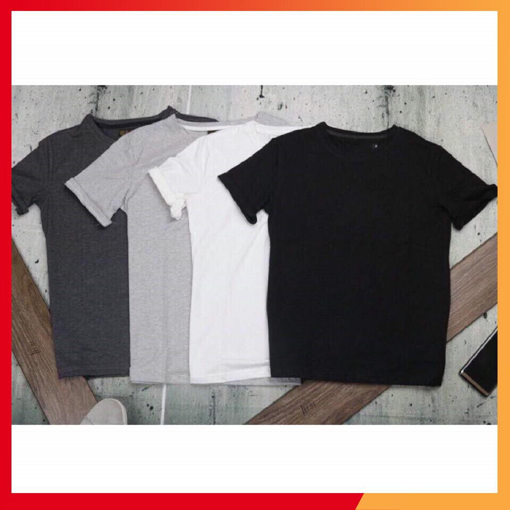 Áo thun nam ngắn tay không cổ hàng hiệu xuất khẩu 100% cotton