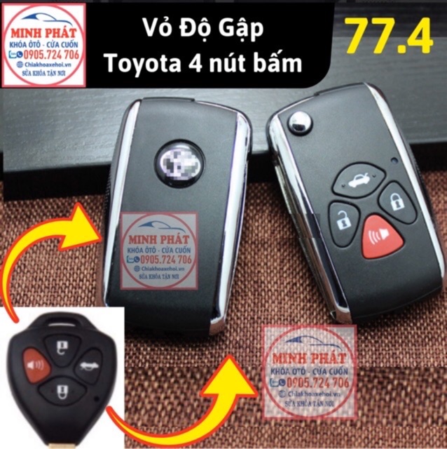 Vỏ Chìa Khoá Độ Gập Xe Toyota Innova, Fortuner, Vios, Yaris, corolla Altis, Camry