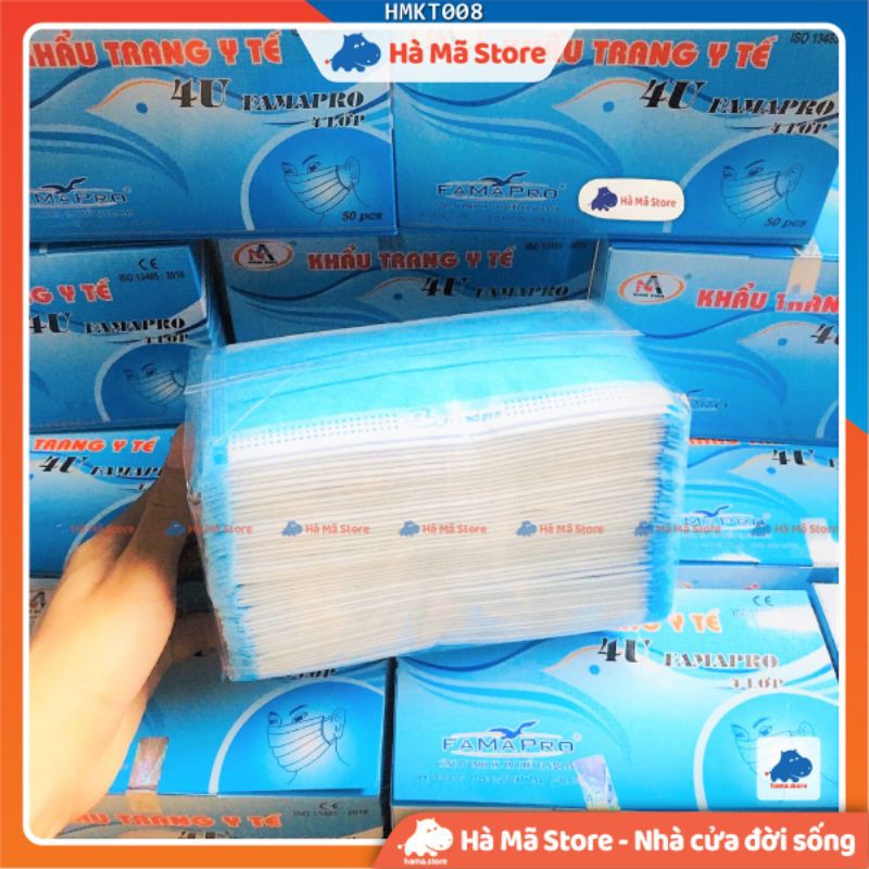 Khẩu trang y tế 50 cái 4 lớp Nam Anh 4U, giấy kháng khuẩn chuẩn xuất khẩu - Hà Mã Store