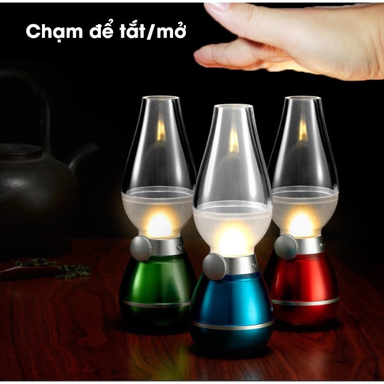 Đèn sạc điện hình đèn dầu phong cách cổ điển có thể làm đèn ngủ, đèn trang trí, nhiều chế độ chiếu sáng khác nhau