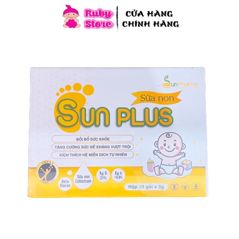 Sữa non Sun Plus bé ăn khỏe ngủ ngon, tăng đề kháng hộp 30 gói