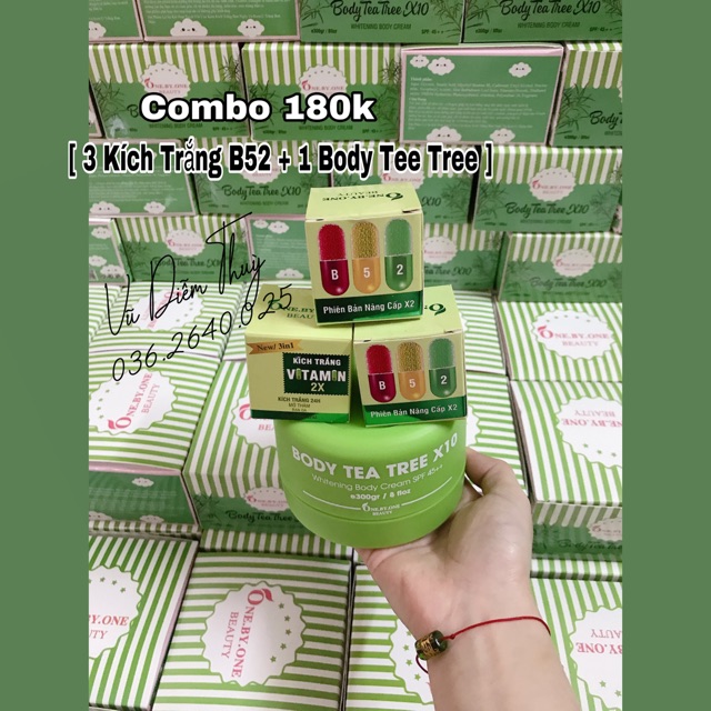 Combo 3 kích trắng táo b52 + 1 body tràm trà