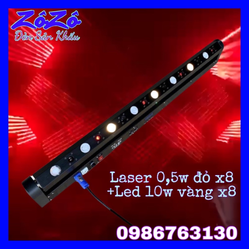 Thanh Laser 8 mắt laze đỏ + 8 mắt LED x 10w