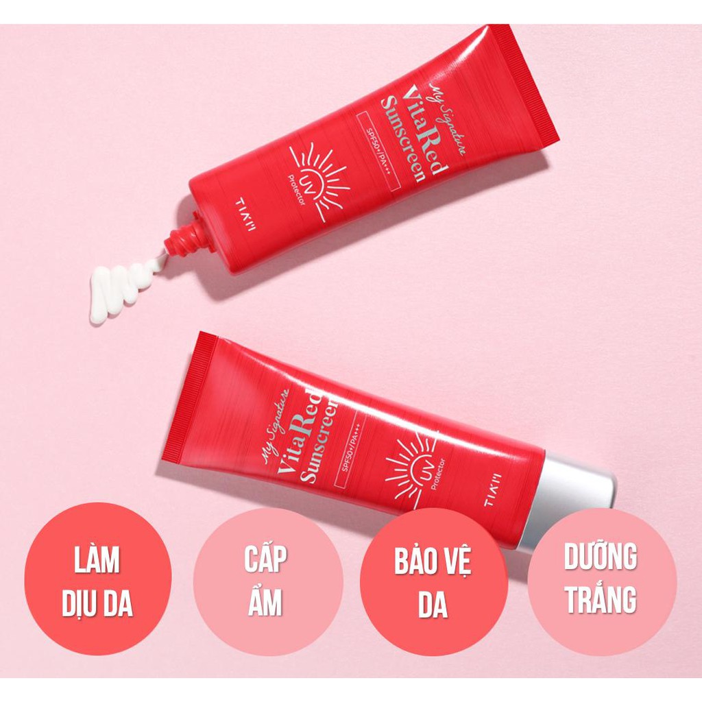 Kem chống nắng dưỡng trắng Tia'm My Signature Vita Red Sunscreen với SPF 50/PA+++ 50ml