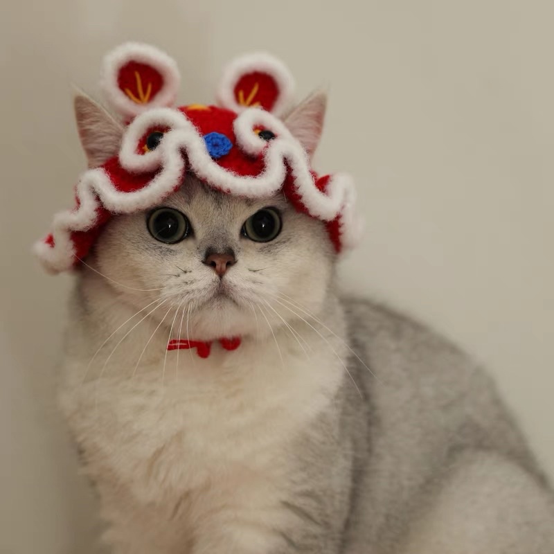 Nón len lân mặc tết cho mèo, cún, thỏ,…