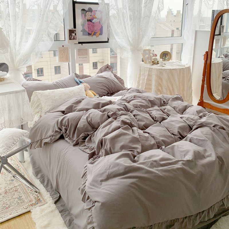 Bộ chăn ga gối cotton bèo chất mát, chăn ga gối cotton tici Loại 1 dầy dặn thoáng mát không phai màu, không xù, miễn phí