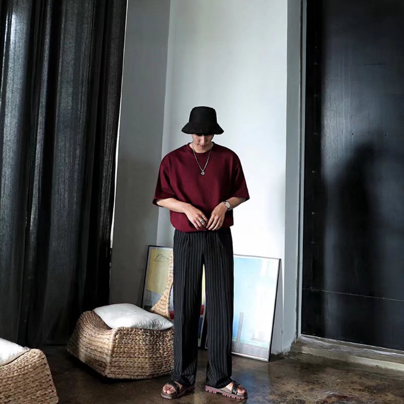 Áo Thun Tay Ngắn Màu Trơn Dáng Rộng Phong Cách Thời Trang Hàn Quốc Cho Nam Giới