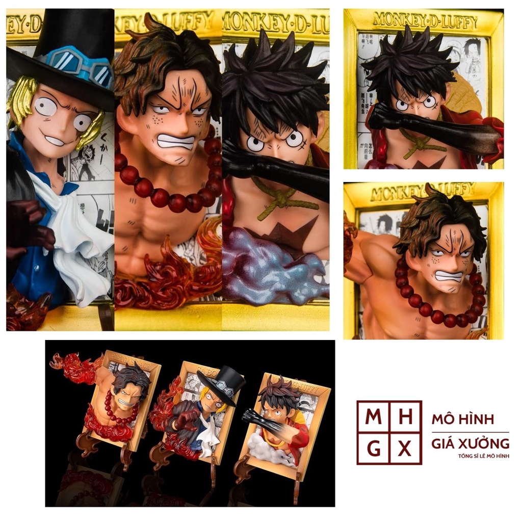 Mô hình One Piece Khung Ảnh 3D Luffy Ace Sabo siêu ngầu cao 12cm , figure mô hình one piece , mô hình giá xưởng