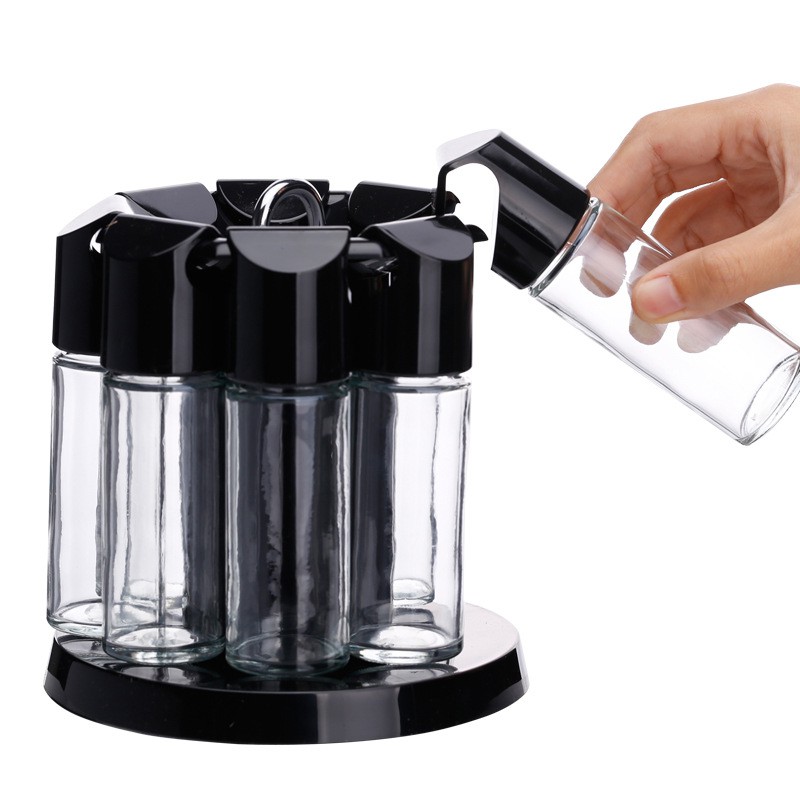 Bộ 8 lo đựng gia vị có kệ rất tiện ích cho các bạn vào bếp ( thủy tinh borosilicat cao cấp 100%)