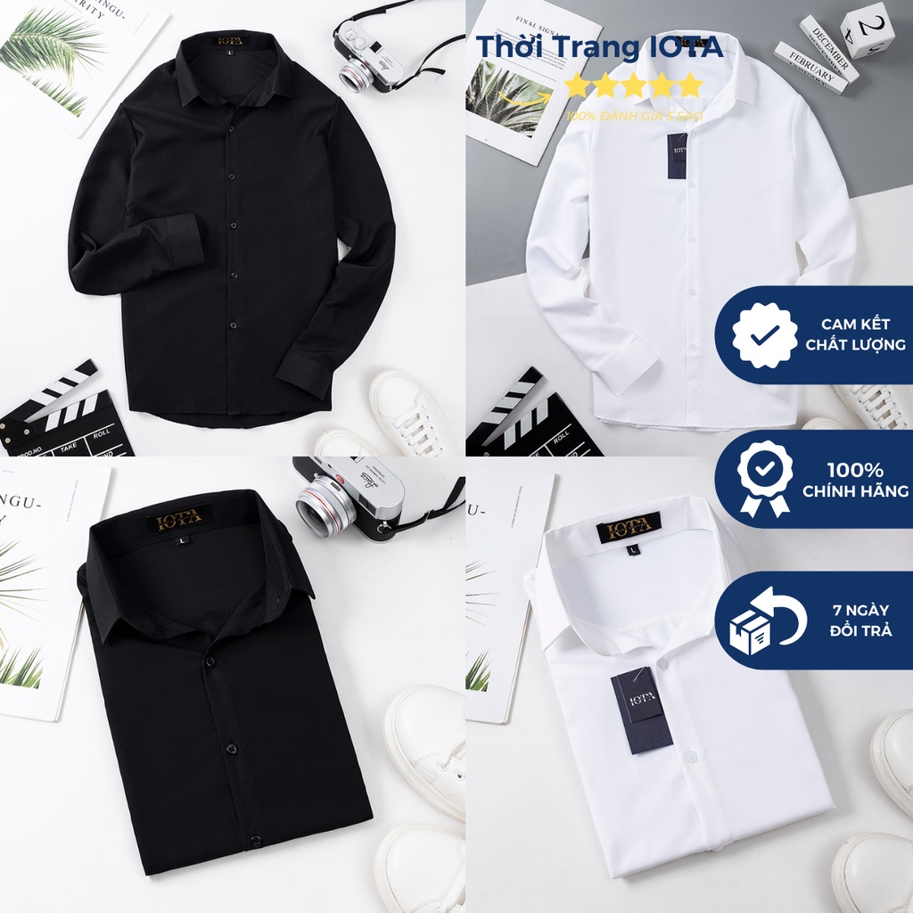 Áo Sơ Mi Nam IOTA TC04 Vải Dãn Chéo Dài Tay Cổ Bẻ Form Ôm Dáng Đẹp Phong Cách Công Sở Lịch Sự