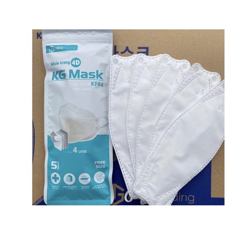 Khẩu trang KF94 mask Hàn Quốc,1 gói 5 chiếc,3D 4 lớp kháng khuẩn,cao cấp | BigBuy360 - bigbuy360.vn