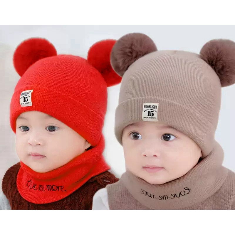 Warm fashion baby knitted shawl hat in autumn and winter