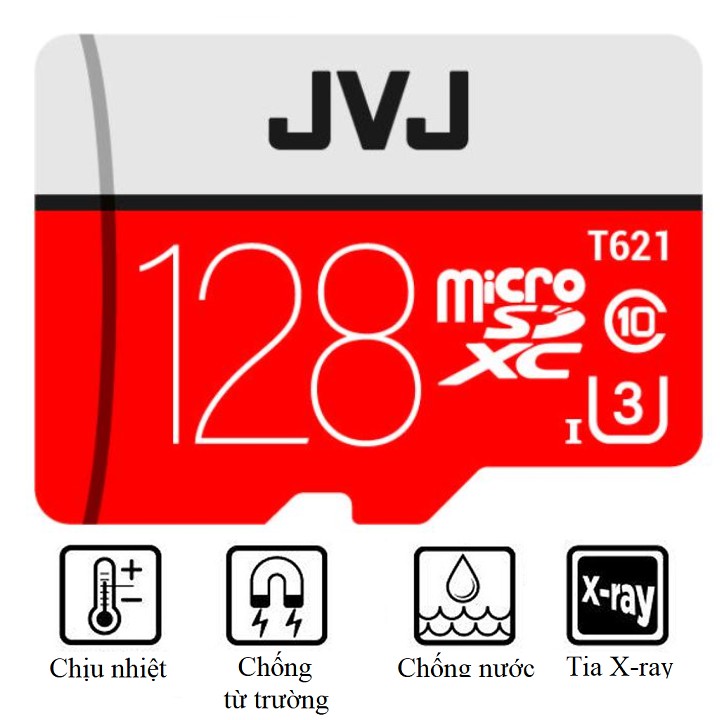 Thẻ nhớ 128Gb JVJ Pro U3 Class 10 MicroSDHC – chuyên dụng cho CAMERA tốc độ cao tương thích với mọi thiết bị