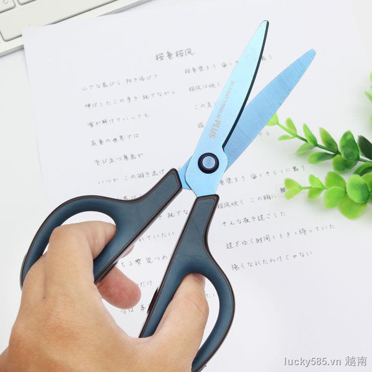 Kéo cắt giấy Plus Nhật Bản chất liệu không gỉ có lớp phủ chống dính