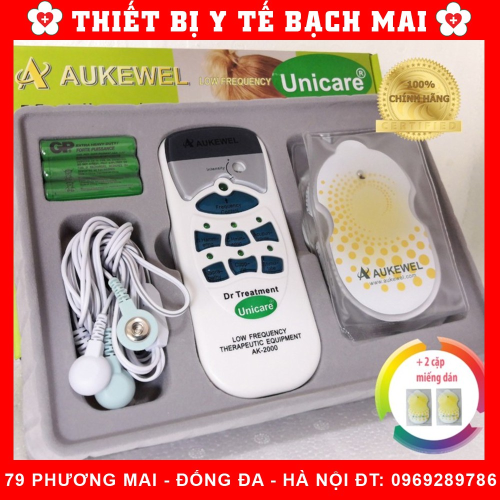 [ComBo] Máy Massage Trị Liệu Xung Điện Thương Hiệu Đức Aukewel AK-2000 Và 2 Cặp Miếng Dán