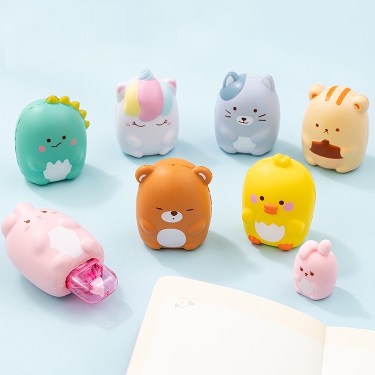 Băng Xóa Hình Hoạt Hình Dễ Thương 6m* 5mm- Bút Xóa Kéo Hình Thỏ/ Shiba Inu/ Lợn Xiaofan/ Khủng Long Nhỏ/ Unicorn