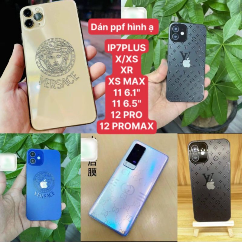 miếng dán ppf mặt sau vân chữ LV , GUCCI , VERSACE cho iphone 7+/8p+/X/XS/XR/XS MAX/11/11 promax /12 / 12 pro /12 promax