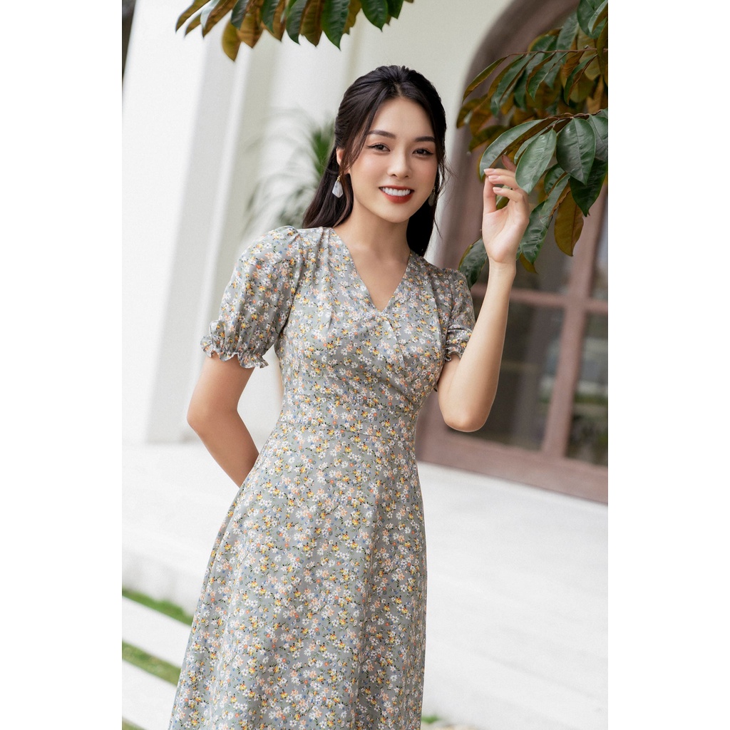 Váy hoa nhí cổ V tay chun TIIN STORE    VHN292