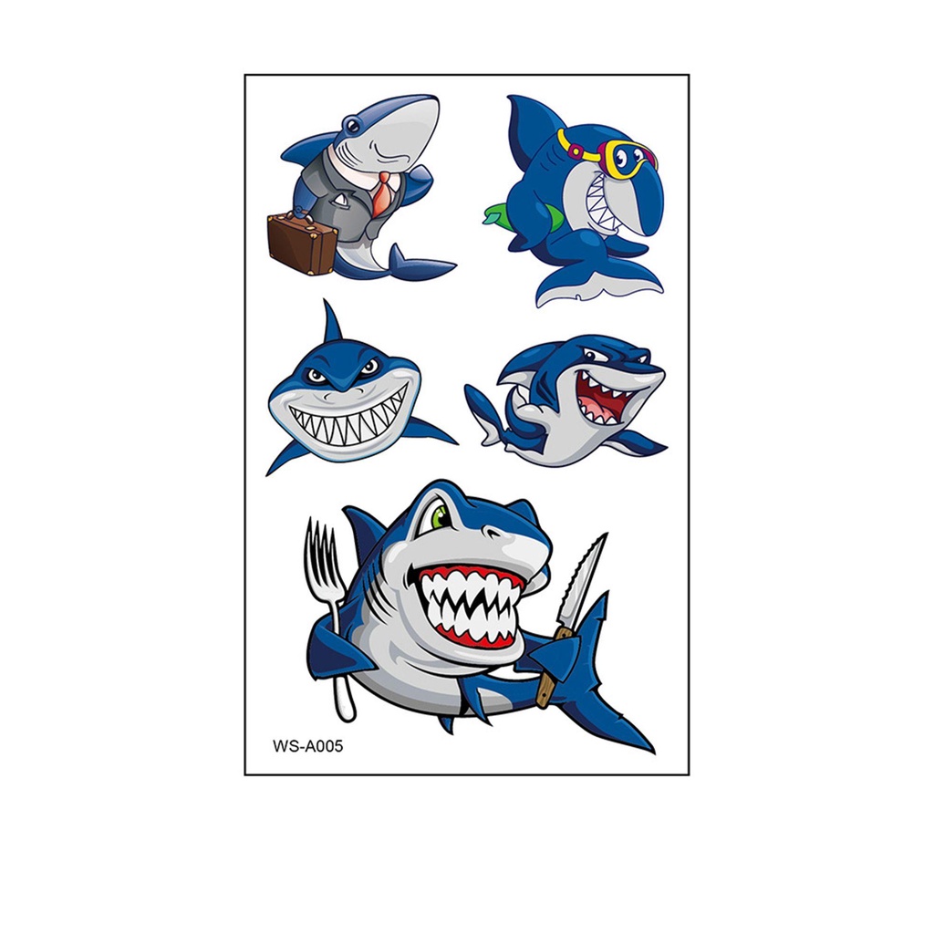 SUMU Hình Xăm Dán Hình Cá Mập 3D Dễ Thương Lâu Trôi