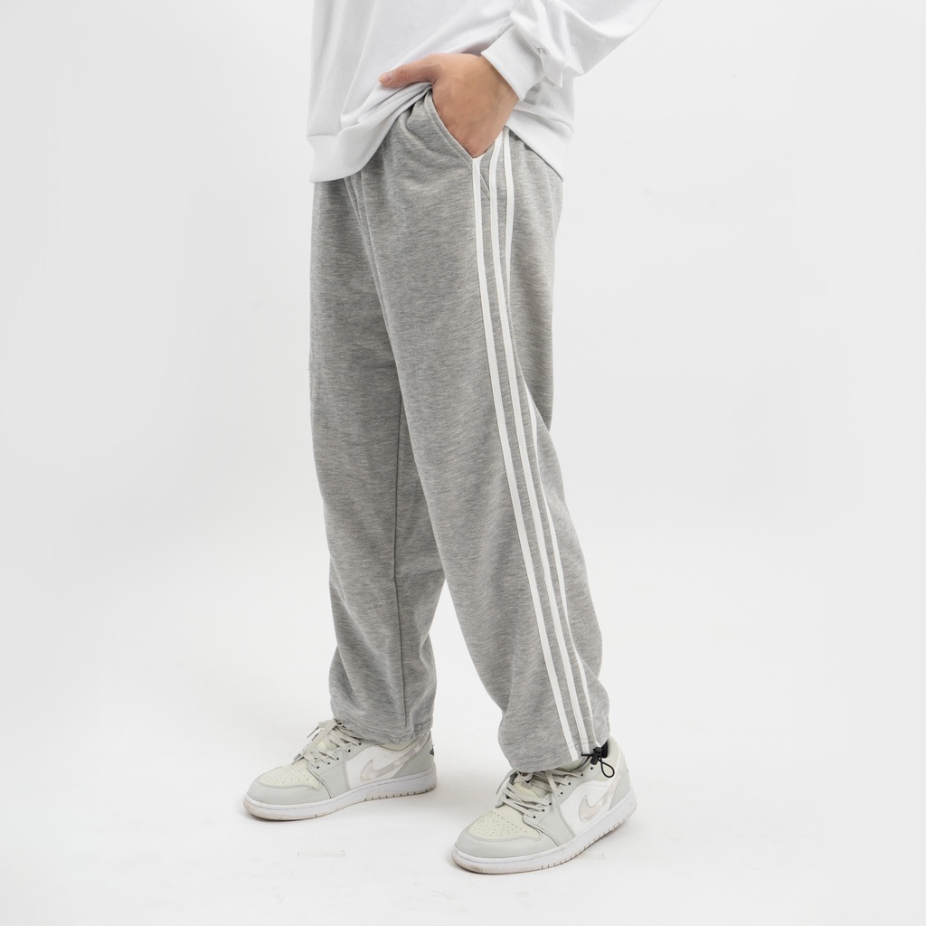 Quần jogger BÓ CHUN RÚT GẤU 3 SỌC thể thao unisex N7 nam nữ ống rộng hiphop bigsize thu đông basic pants