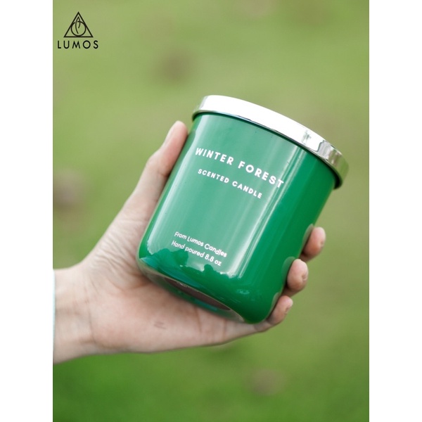 Lumos WINTER FOREST nến thơm tinh dầu hương rừng thông, bạch dương và xạ trắng, 8.8oz có túi giấy và hộp quà tặng