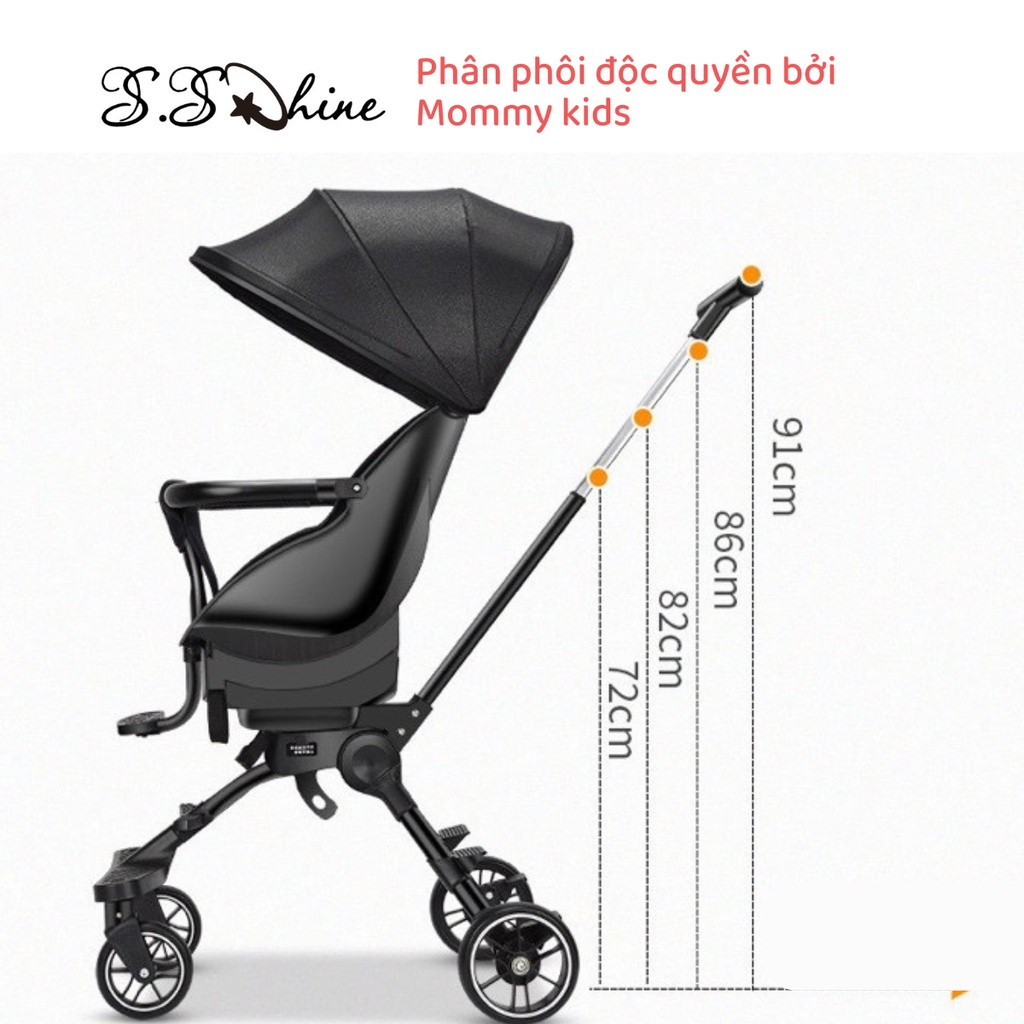 Xe đẩy du lịch gấp gọn MOMMYKIDS MINH CHÂU  4 bánh cho bé, ghế có thể điều chỉnh chế độ nằm, đảo chiều cho bé 0-5 tuổi