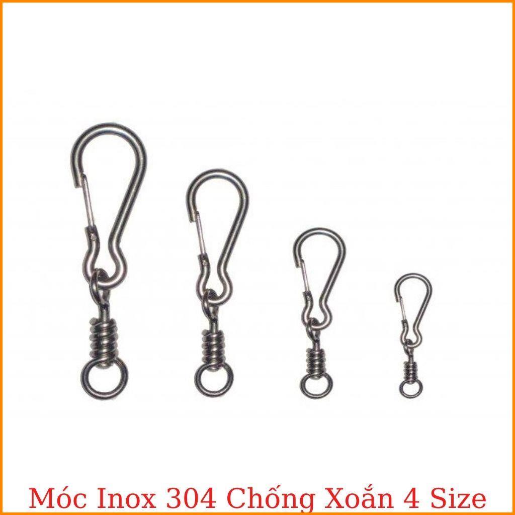HCM (1 cái) Móc xích inox có chống xoắn Móc khóa 4 size Inox 304 siêu cứng có thể dùng móc dây cáp hoặc móc xích chó -Pe
