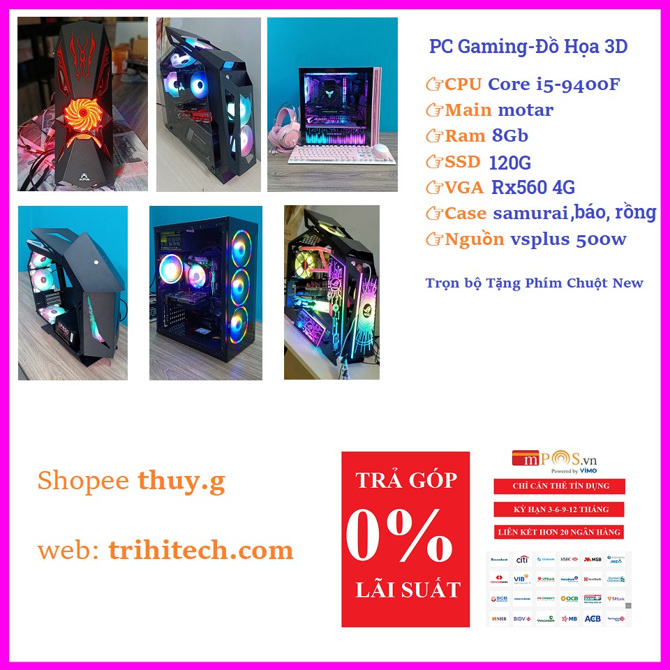 Bộ PC Máy tính gaming đồ họa i5-9400f/B360M/Ram8G/SSD120G/500W/case led | BigBuy360 - bigbuy360.vn